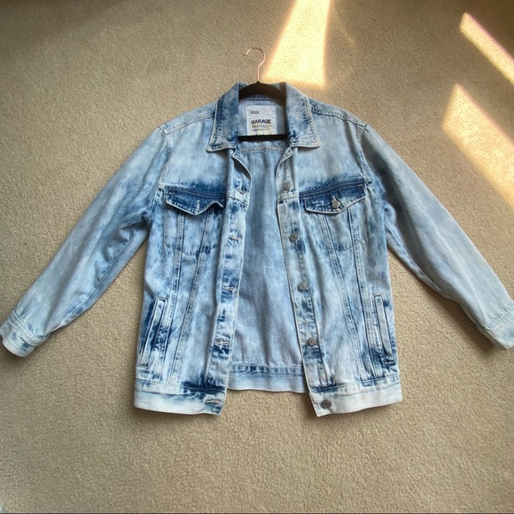 Garage Oversized Boyfriend Denim Acid Wash Jacket - Picture 1 of 8